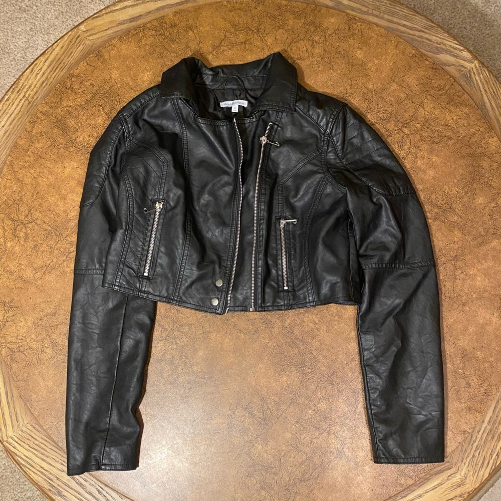 Charlotte Russe Cropped Black Leather Jacket